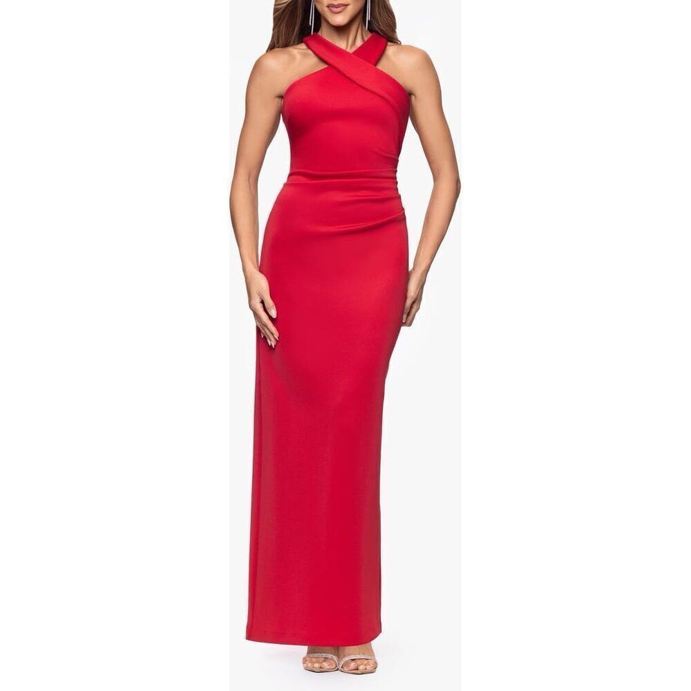 Xscape Evenings Pleated Sleeveless Scuba Gown 12 Petite NEW NWT